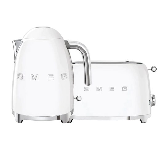 Smeg White Retro Kettle and 2 Slice Toaster Bundle