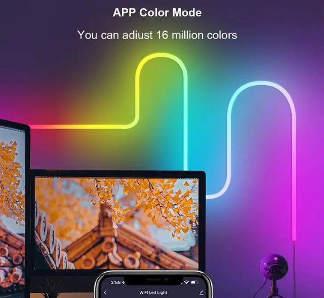 AuraSync RGB LED 5m Rope Strip Lights - Set of 2