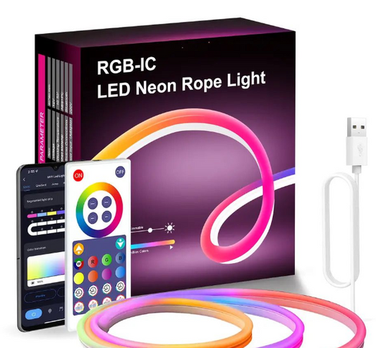 AuraSync RGB LED 5m Rope Strip Lights - Set of 2